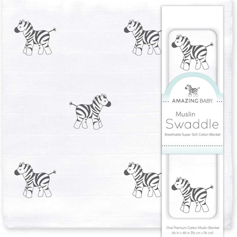 Amazing Baby - Sensory Muslin Swaddle Blanket